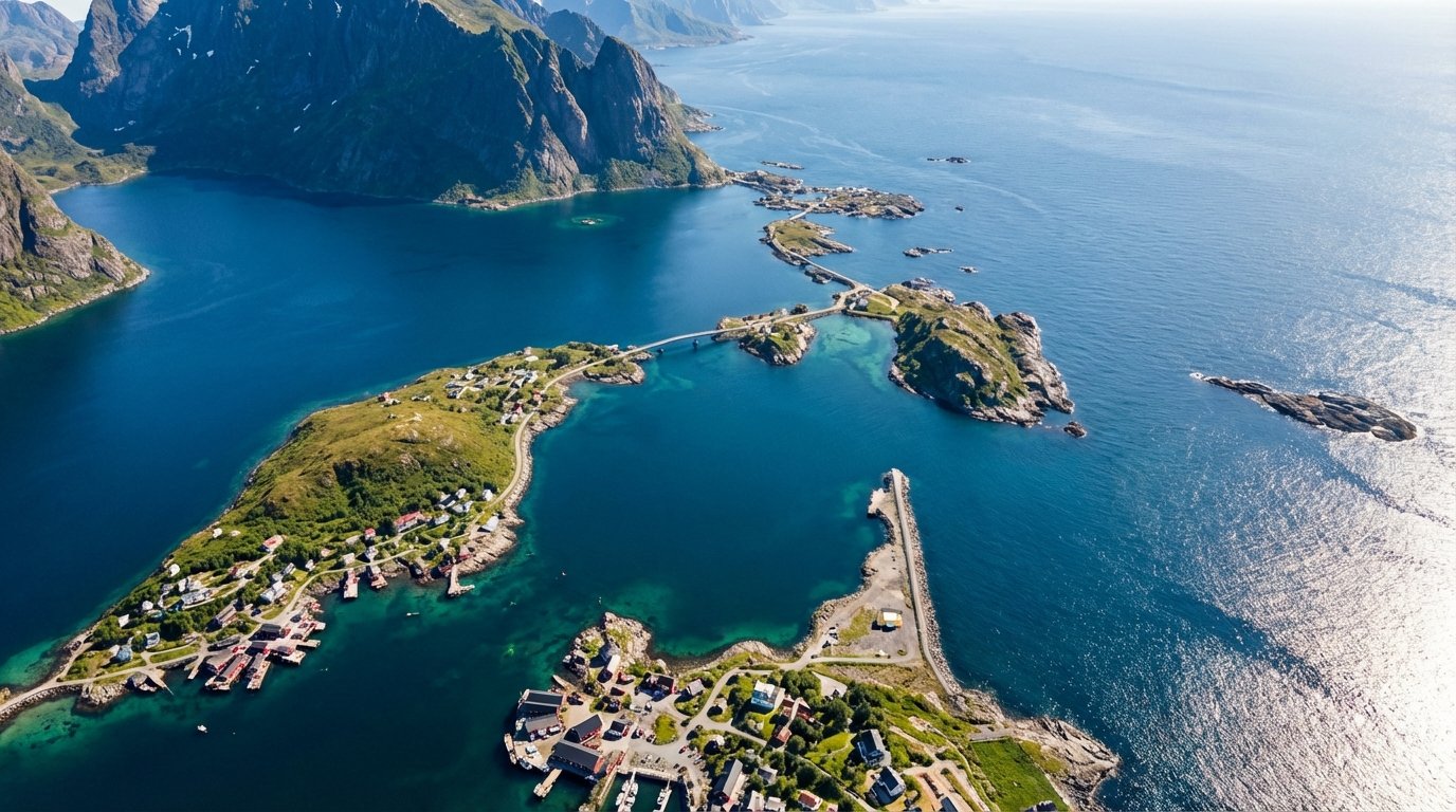 Luftaufnahme der Lofoten-Inseln